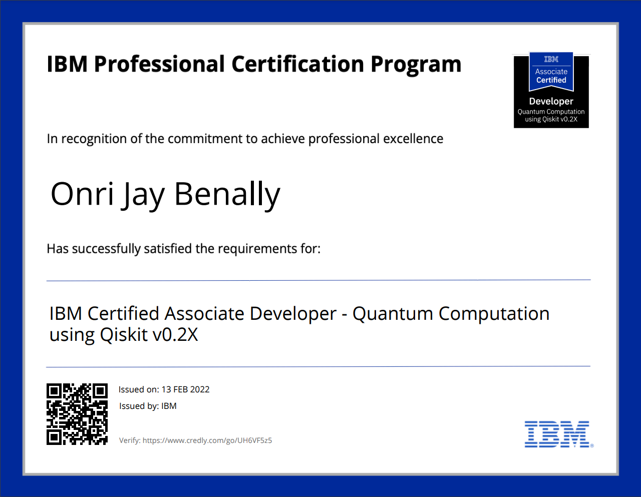 IBM Professional Certification in Quantum Computation